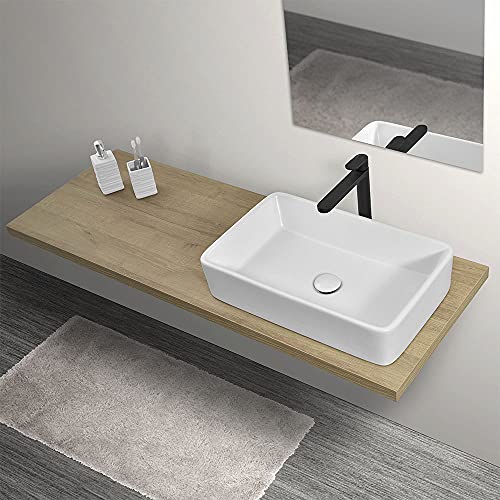 Mensola Sospesa Per Lavabo Bagno Da Appoggio, Larghezza 60/80/110/140, Serie Master Con Rivestimento Idrorepellente (Rovere Rustico, Mensola 140 Cm)