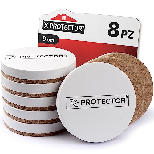 Scivoli In Feltro Per Spostare Mobili X-Protector – 8 Pezzi ⌀ 9Cm Scivoli Per Superfici Dure – Scivoli Per Elettrodomestici - Spostare Mobili Pesanti 