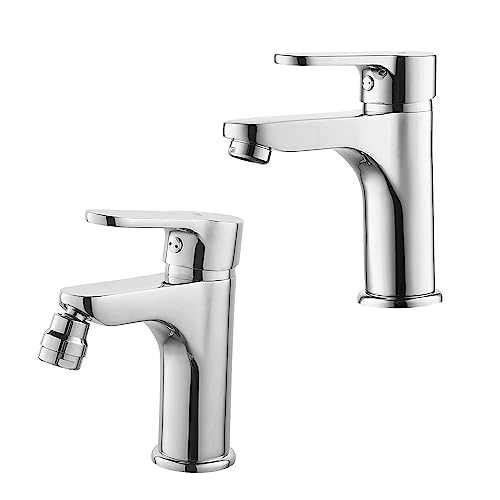 Inbagno Set Miscelatori Lavabo E Bidet Monocomando, In Ottone Cromato, Con Piletta Di Scarico Inclusa, Paco