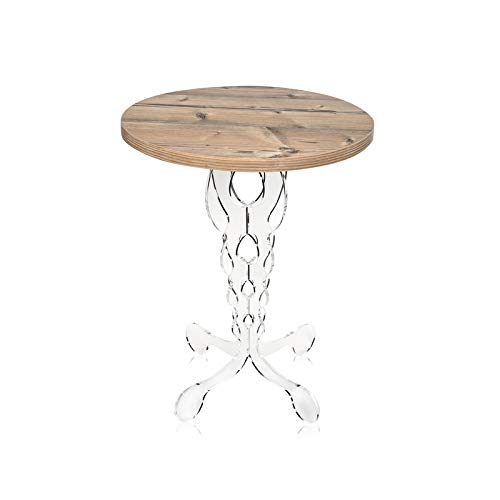 Iplex - Tavolino Da Caffè Stile Arabesco In Plexiglass Trasparente Con Ripiano In Legno Rovere Naturale Opaco Dim. 62X50X50 Cm
