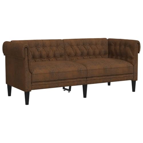 Vidaxl Divano Chesterfield A 2 Posti Marrone In Tessuto