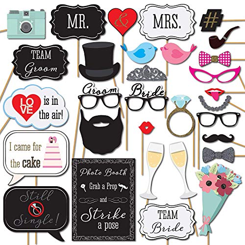 Yzcx Foto Props Diy Photo Booth Accessor Cabina Fotografica Puntello Per Festa Matrimonio Compleanno (Matrimonio 30Pcs)