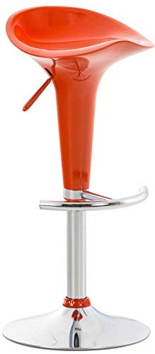 Clp Sgabello Design Saddle In Plastica I Sgabello Penisola Cucina Con Poggiapiedi I Sgabello Girevole Regolabile Alt. 60-81 Cm, Colore:Arancione
