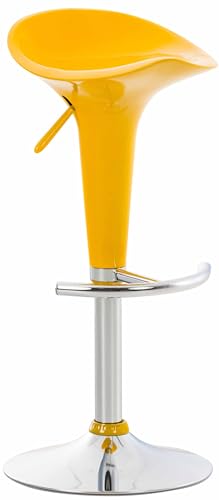 Clp Sgabello Design Saddle In Plastica I Sgabello Penisola Cucina Con Poggiapiedi I Sgabello Girevole Regolabile Alt. 60-81 Cm, Colore:Giallo