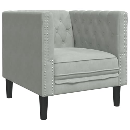 Vidaxl Poltrona Chesterfield Grigio Chiaro In Velluto, Poltrona, Poltrona Relax, Poltrona In Velluto, Poltrona Singola, Poltrona Tv
