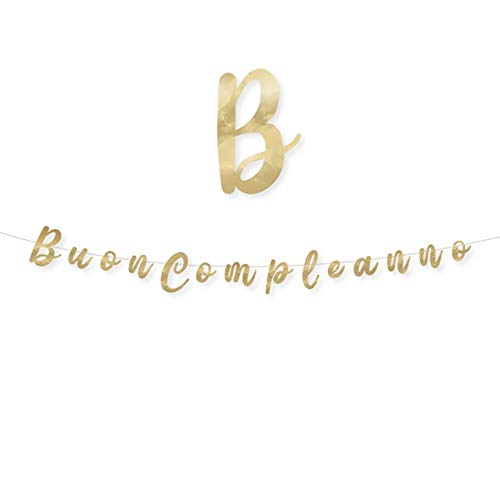 Festone Scritta Buon Compleanno Oro | Striscione Banner Per Party Festa Compleanno | Decorazione X Auguri Metal Ideale Per Compleanni Importanti Donna