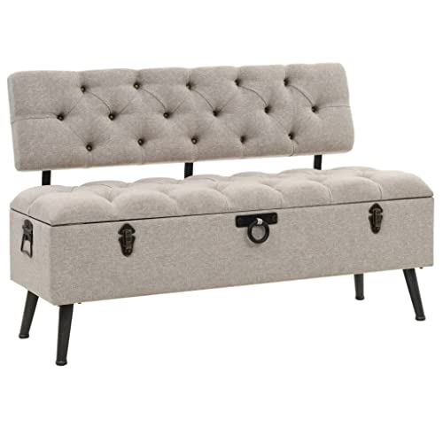 Vidaxl Cassapanca Con Schienale 110 Cm Crema In Tessuto