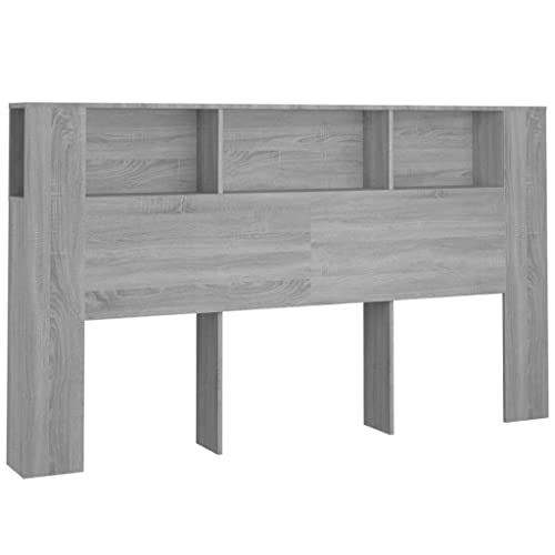 Testiera Letto Con Scomparti Grigio Sonoma 180X18,5X104,5 Cm
