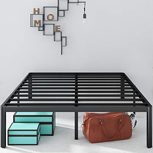 Zinus Van Letto 160X190 Cm - Struttura Letto 41 Cm Di Altezza Con Contenitore Sotto Il Letto - Struttura Del Letto A Piattaforma In Metallo - Nero