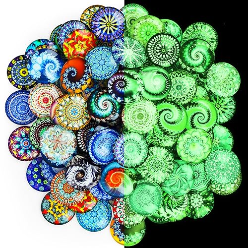 Vorhot 100Pcs Cabochon Vetro Luminosa, 25Mm Cabochon Vetro Rotondo Mosaico Ciottoli Decorativi Pietre Per Creazione Di Gioielli, Bracciali, Collane, L