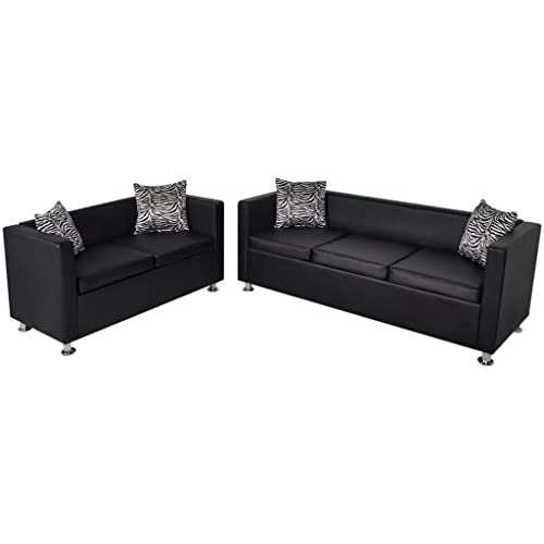 Vidaxl 2X Divani Neri 2 Posti E 3 Posti Accessori Casa Salotto Arredi Sofa