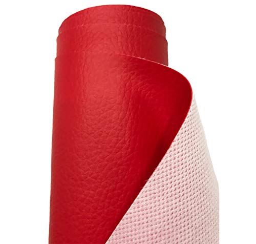 A-Express Strutturato Tessuto Ecopelle Materiale Granulato Morbida Finta Pelle Vinile Materiale - Rosso 1 Metro (100Cm X 140Cm)