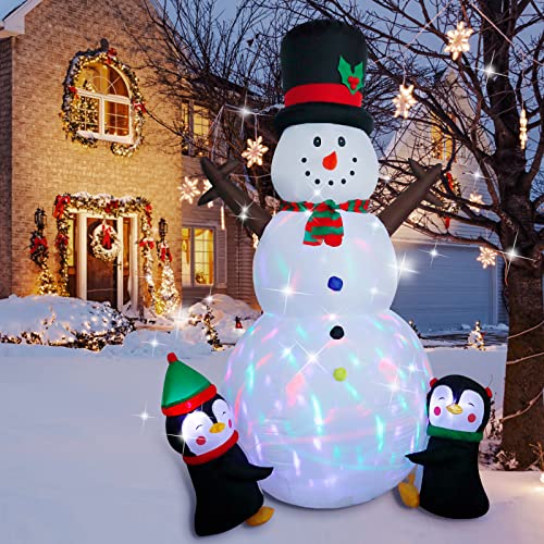 Wothfav Pupazzo Di Neve Gonfiabile Di Natale, 244Cm Decorazioni Con Luci A Led, Corde E Paletti Fissabili, Decorazione Natalizia Per Esterno Impermeab
