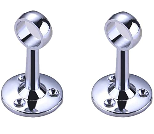 Euro Tische - Set Di 2 Supporti Per Aste Per Tende, Cromati, Moderni, Per Fissaggio Al Soffitto E Alla Parete, Per Aste Da Ø 25 Mm