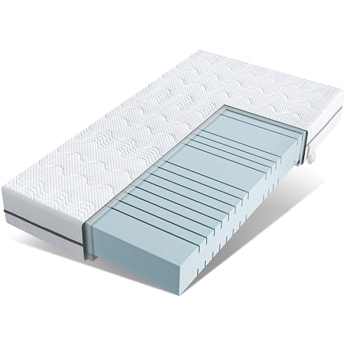 Ego Home Ego-Mat16Cm Schiuma A 7 Zone, 16 Cm, Altezza 140 X 200 Cm, Materasso Arrotolabile, Certificato Öko-Tex E Certipur, Memory Foam Poliestere, Bi