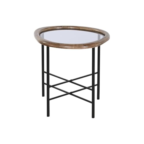 Home Esprit Tavolino Marrone Nero Naturale Cristallo Legno Di Abete 61 X 50 X 53 Cm