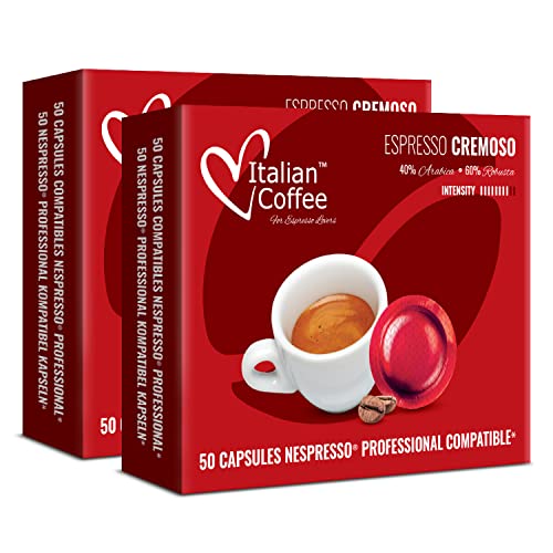 Italian Coffee 100 Capsule Compatibile Con Nespresso Professional (Espresso Cremoso)