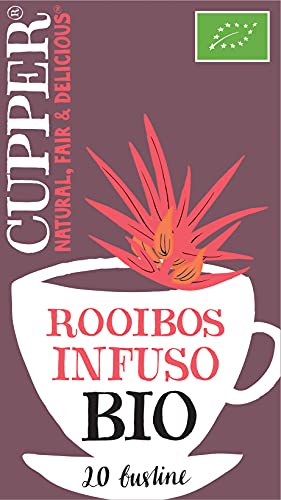 Cupper Infuso Biologico Rooibos, Antiossidanti, Rinfrescante E Gustoso Senza Teina, Caffeina, Ingredienti Da Agricoltura Biologica, Confezione Da 20 B