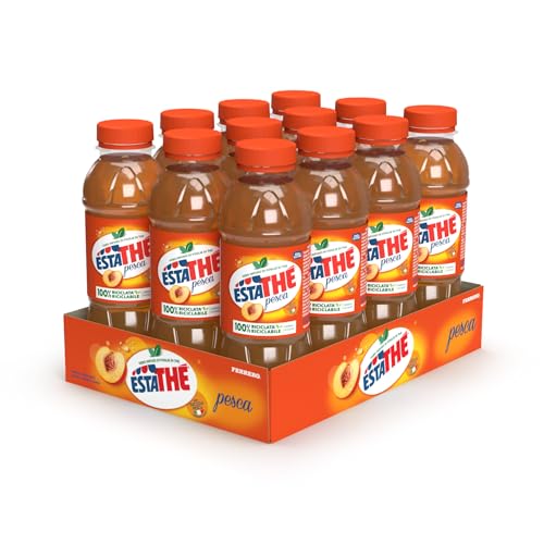 Estathé Pesca - The Freddo Con Vero Infuso Di Foglie Di The E Succo Di Pesca, Bevanda Analcolica Senza Glutine, 12 Bottiglie Da 400 Ml