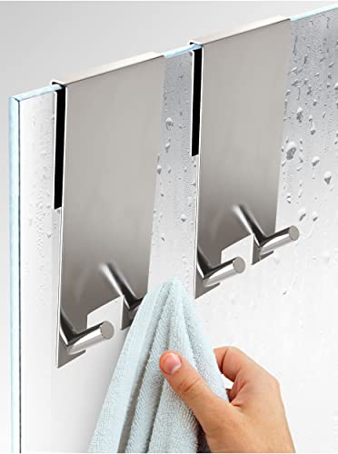 2 Ganci Per Box Doccia - Installazione Senza Forare - Interno Cuscinato - Acciaio Inox - Per Vetri Di Spessore 6-12 Mm