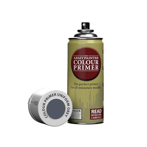 The Army Painter, Colour Primer Uniform Grey, 400 Ml Vernice Per Plastica Primer Grigio - Primer Modellismo Per Miniature Fantasy, D&D E Warhammer