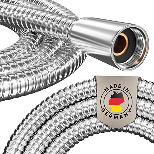 Prisma Tubo Doccia In Acciaio Inox 200Cm Made In Germany Con Doppia Protezione Antitorsione. Flessibile Doccia 2M Estremamente Flessibile, A Prova Di