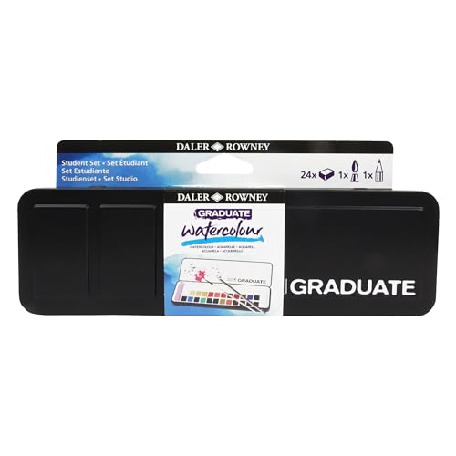 Daler Rowney Graduate Set Di 24 Mezzi Godet Acquerello, Pennello E Matita