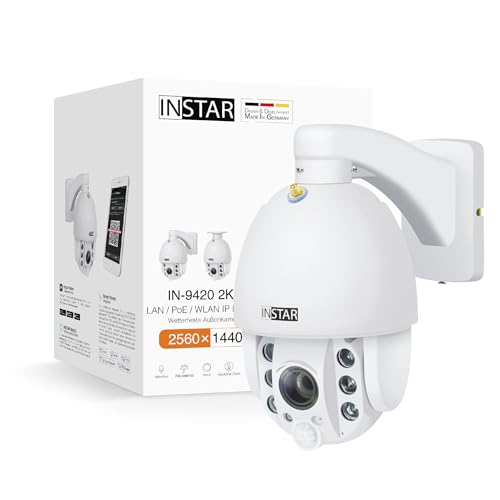 Instar In-9420 2K+ Bianco - Lan/Poe/Wifi Telecamera Di Sorveglianza Con Ia (Ai) - Telecamera Ip - Pir - Ptz Controllabile - Uso Per Interni Ed Esterni