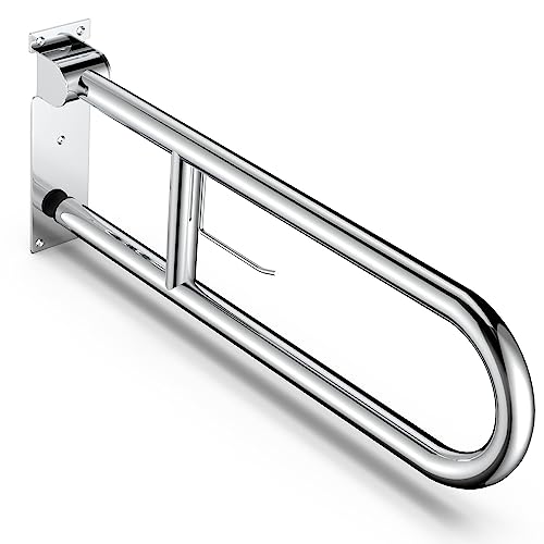 Ltq Vapor 80Cm Maniglione Pieghevole Per Montaggione Per Wc In Acciaio Inossidabile Cromato Lucido Con Porta Carta Antiscivolo Bagno Supporto Di Sicur