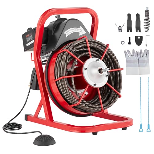 Vevor Sbloccatubi Elettrico 22,8 M X 1,27 Cm Macchina Per Pulizia Tubi Alimentata A Mano 370 W Scovolino Con 4 Taglierine, Azionamento Pneumatico A Pe