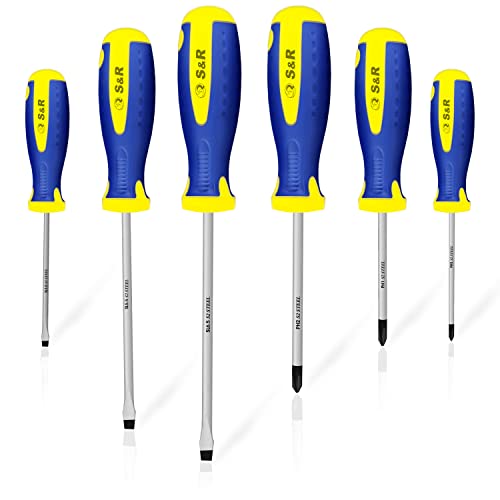 S&R Set Cacciaviti/Giraviti Magnetici Professionali. (3 A Croce + 3 A Taglio)