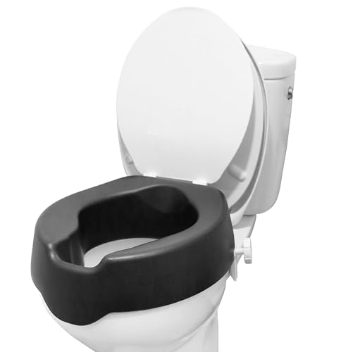 Kmina - Rialzo Wc Per Anziani Con Coperchio (10 Cm, Morbido), Rialzo Bagno Disabili, Alzawater Per Anziani, Rialzo Per Wc Disabili, Sollevatore Wc Dis