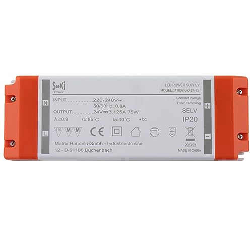 Seki 24 V Dc 75 W 3,12 A, Driver Led A Tensione Costante Triac Dimmerabile, Trasformatore, Alimentatore Di Commutazione; Nessun Carico Minimo, Nessun