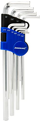 Silverline 589679 - Brugole Professionali, Sistema Imperiale, 1,4-9,53 Mm (1/18-3/8"), 10 Pezzi