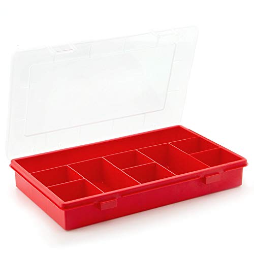 Allit 457210 Organizer Box "Europlus Basic 29/22,9 Cm Con 9 Scomparti, Rosso