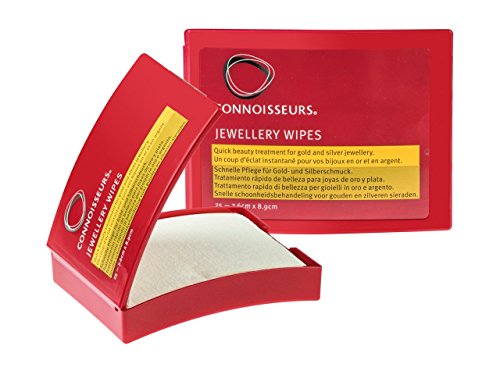 Connoisseurs Pulizia Panno Gioielli - Adatto Per Pulire Argento Ed Oro - Scudo Anti Ossidazione Per Lucentezza - 25 Panni A Secco Non Tossici
