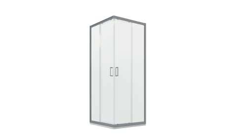 Box Doccia Angolare Mod. Java 70X100Cm Apertura Scorrevole Vetro Temperato 6Mm Opaco Profili In Alluminio Cromato Flat Design 16 Carrelli Scorrevoli M