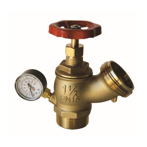 Rubinetto Idrante A Muro Con Manometro Tipo Pesante Pn 16 1? 1/2 Dn 45