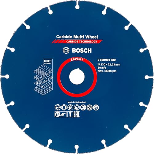Bosch Accessories 1X Disco Da Taglio Expert Carbide Multi Wheel (Per Legno Duro, Con Chiodi, Materiali Plastici, Ø 230 X 22,23 Mm, Accessori Smeriglia