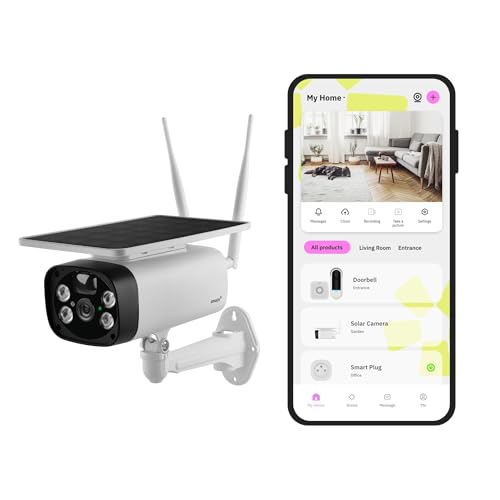 Omajin By Netatmo, Telecamera Wi-Fi Esterno Senza Fili A Batteria, Con Pannello Solare, Visione Notturna Hd, Sirena Da 105 Db, Rilevamento Persone/Mov