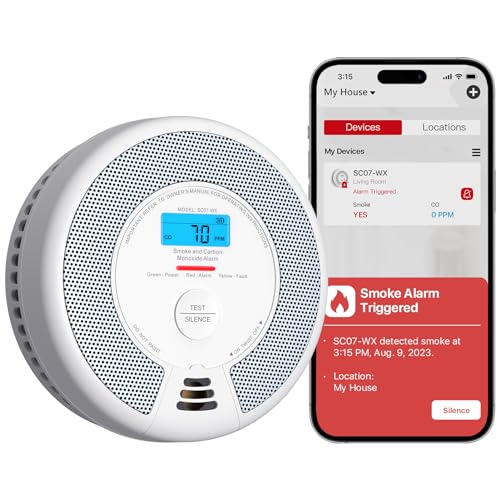 X-Sense Wi-Fi Rilevatori Di Fumo E Monossido Di Carbonio Con Batteria Sostituibile, Rilevatore Intelligente Combinato Compatibile Con L'Applicazione X