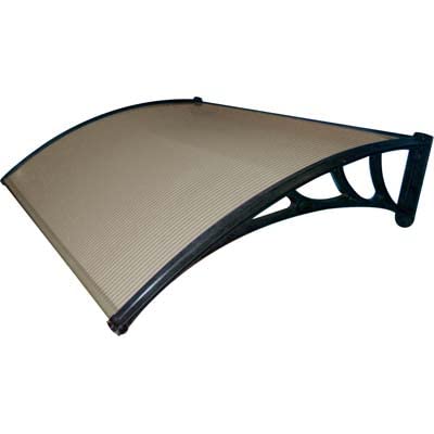 Pensilina Da Esterno In Policarbonato Alveolare. Colore Marrone. Supporti In Plastica. Spessore 3 Mm.