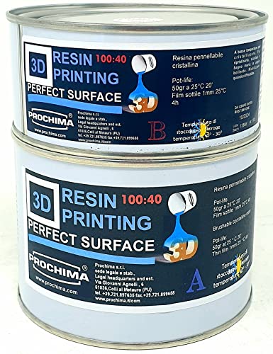 Prochima, 3D Resin Printing Trasparente, Formulato Epossidico Bicomponente Esente Da Qualsiasi Solvente, Ideale Per Vetrificatura Nelle Stampe 3D, Esc