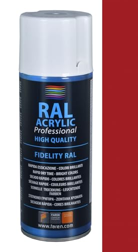 Faren Ral Acrylic, Vernice Spray Acrilica 100%, Smalto Fidelity Ral, Colori Brillanti A Rapida Essiccazione, 400Ml (1, Ral 3001 Rosso Segnale)