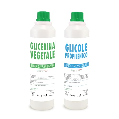 Glicole Propilenico E Glicerina Vegetale 500Grammi, Liquida Pura - Kit Base Neutra 1Kg