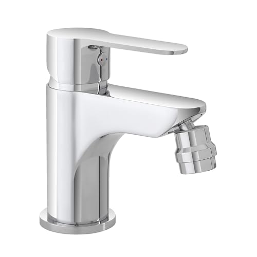 Miscelatore Bidet Cromato Lucido In Ottone Completo Di Piletta Di Scarico Click-Clack, Zoe