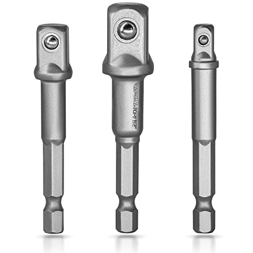 S&R Set Adattatori Chiavi A Bussola Trapano Chiave A Impatto 1/4-1/2-3/8 Da Esagonale A Quadrato