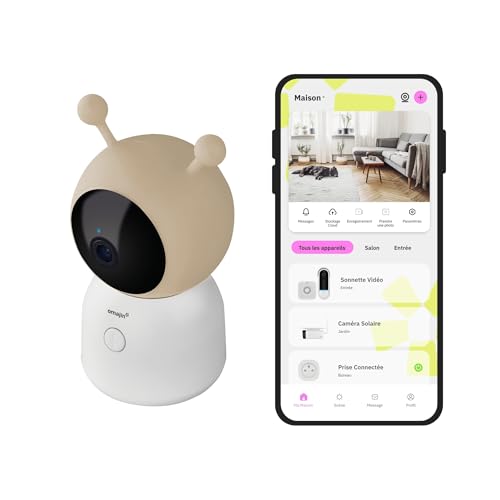 Omajin By Netatmo Videocamera Baby Monitor 2K Hd, Visione Notturna, Avviso Pianto, Audio Bidirezionale, Ninna Nanna, Luce Notturna, Sensori Umidità E
