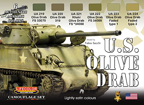 Lifecolor Set Di Colori Acrilici Cs11 Us Olive Drab