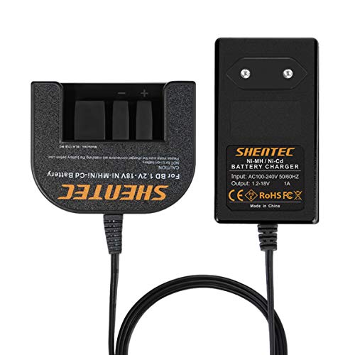 Shentec 1.2V-18V Caricabatterie Compatibile Con Batterie Black E Decker 7.2V 9.6V 12V 14.4V 18V Ni-Mh/Ni-Cd Slide Style